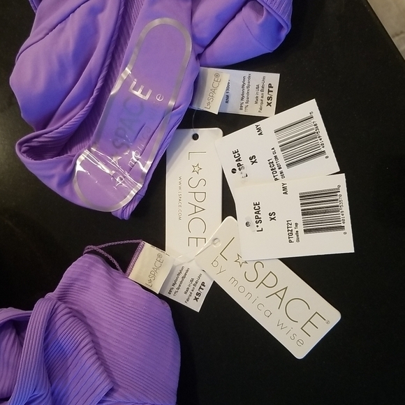 💕L*SPACE💕 Pointelle Rib Bikini Set ~ Gizelle Top + Desi Bottom ~ Purple XS NWT - Picture 12 of 12